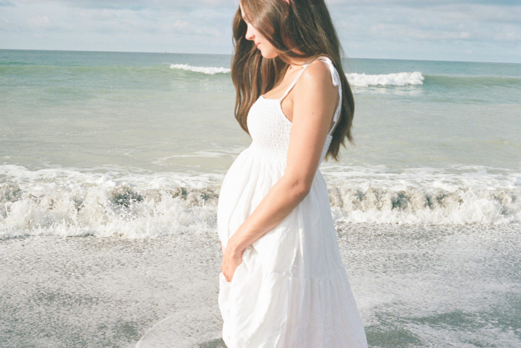 Beach maternity photos taken on film by Maternity Photographer in Charleston, SC